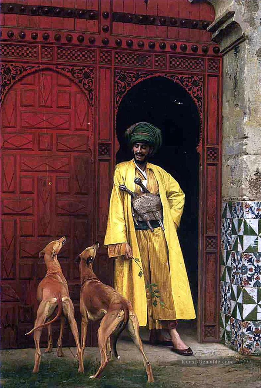 ein Arabien und sein Hund Arabien Jean Leon Gerome Ölgemälde